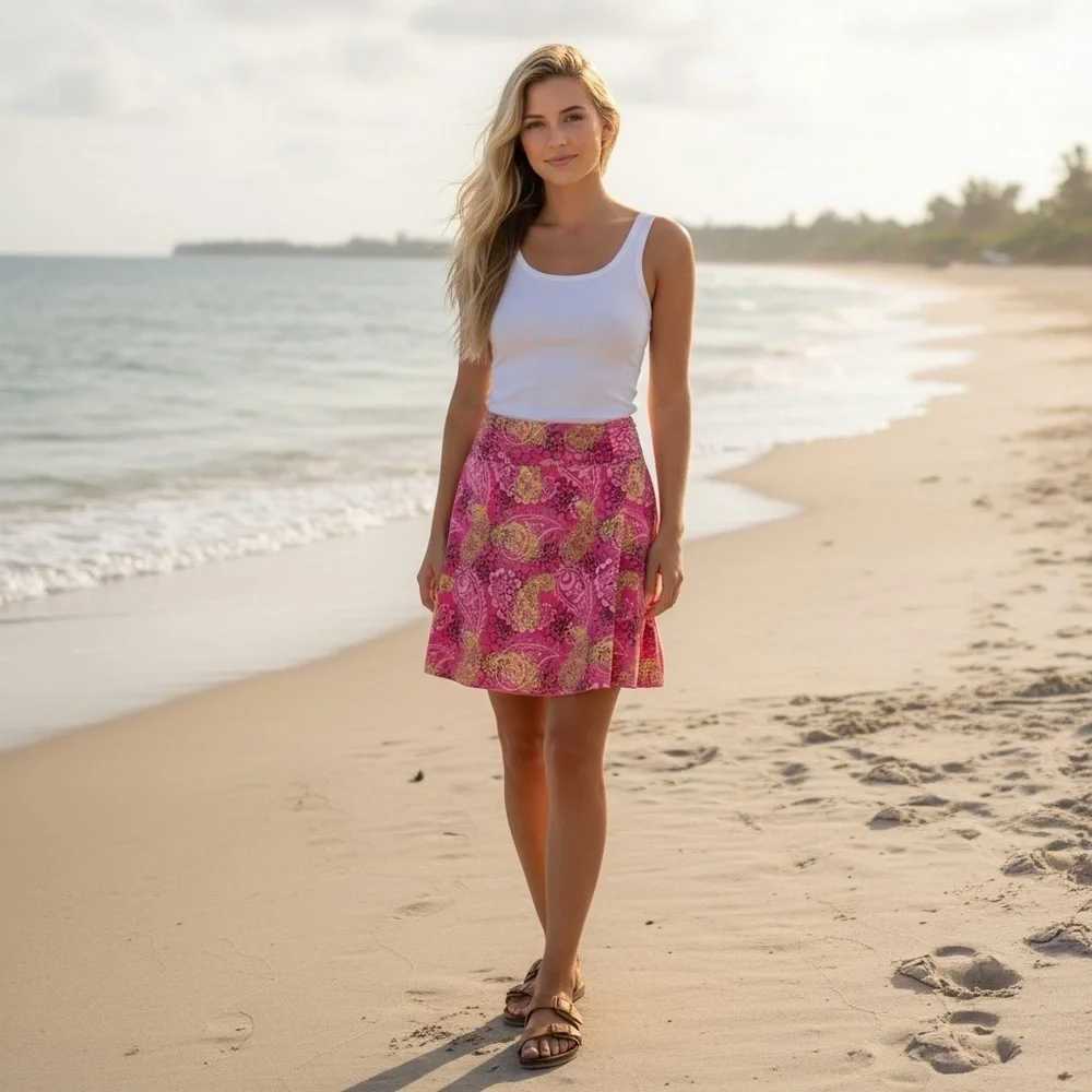 Tranquility High Waist Womens Floral Skirt Medium Barbiecore Fairy Prairie Chic